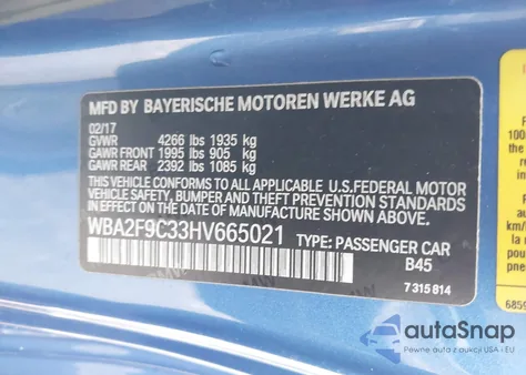 2017 BMW 230I из США, поврежденный, VIN WBA2F9C33HV665021